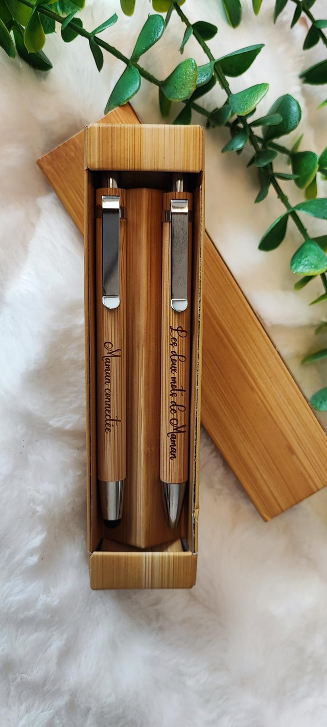  Coffret Duo Stylos et stylet en Bambou