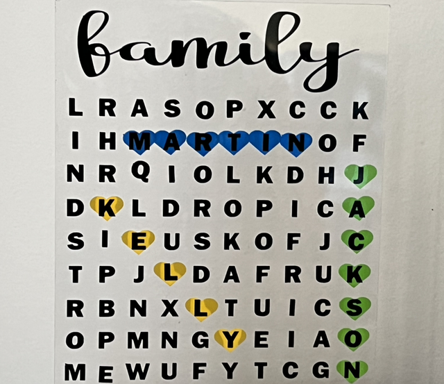 Personalised Word search on acrylic 