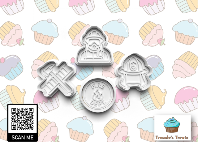 Firefighter Theme Fondant/cookie stamps with cutters 