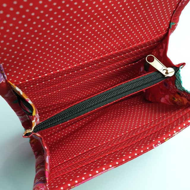 Portefeuille court Ă fermoir "Miya" rouge