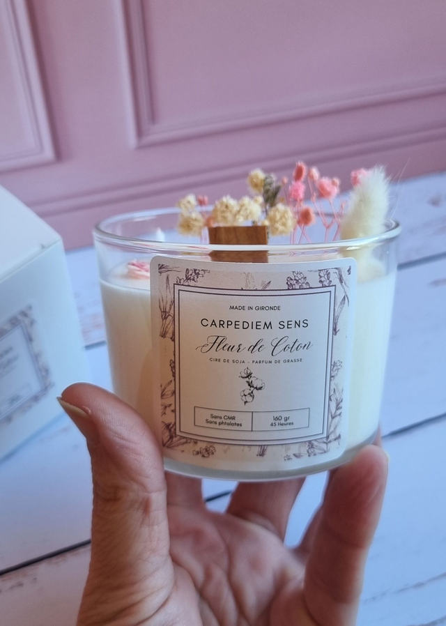 Bougie végétale artisanale parfumée Fleur de Coton