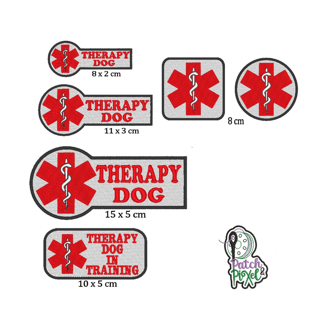 Chien de thérapie, d'assistance médicale, patch écusson brodé nominatif et informatif