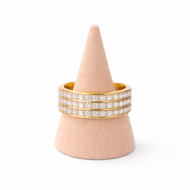 Anillo acero dorado y brillos 