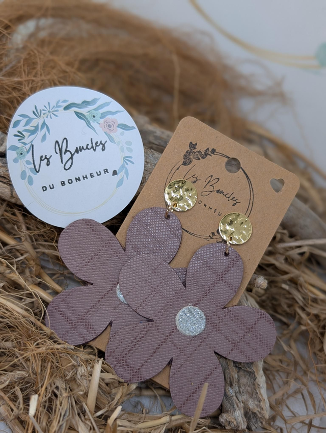 Boucles d&#039;oreilles Marguerite  rose m003
