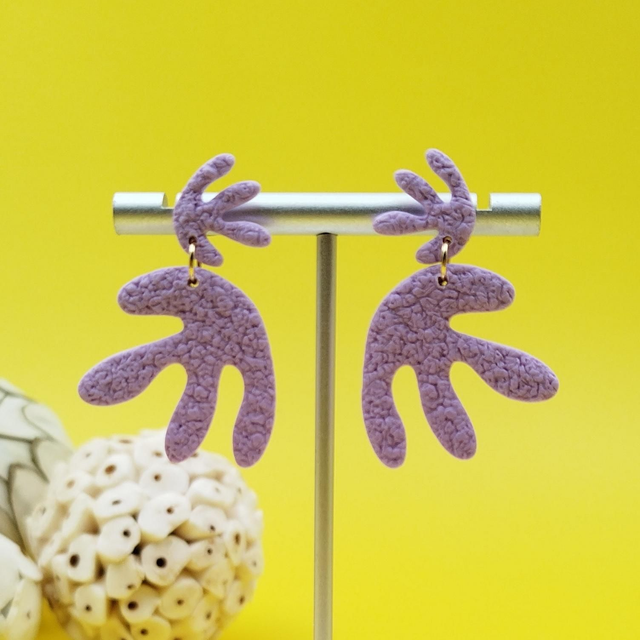 Boucles d'oreilles "Phycéa" Violet pastel