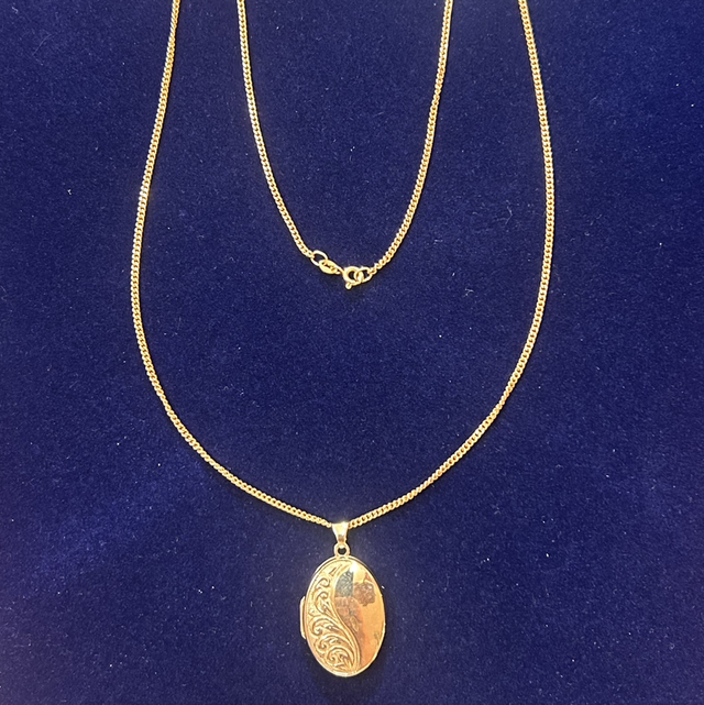 9ct yellow gold locket and chain