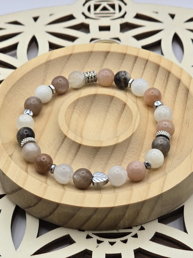 Bracelet Pierre de lune multicolore 0,8 cm 