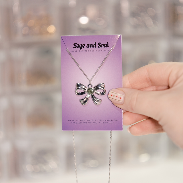 Sale - Silver Bow Necklace