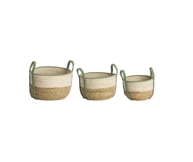 KINSALE basket trio - natural, cream, mint