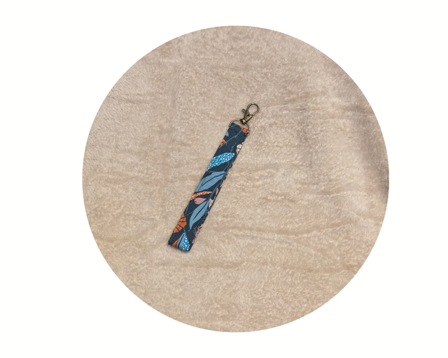 Porte-clés feuilles bleu