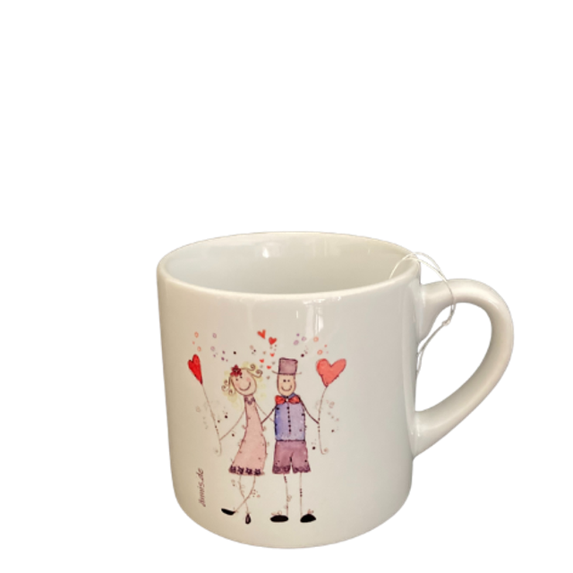 Keramiktasse "Pärchen mit Herzen"