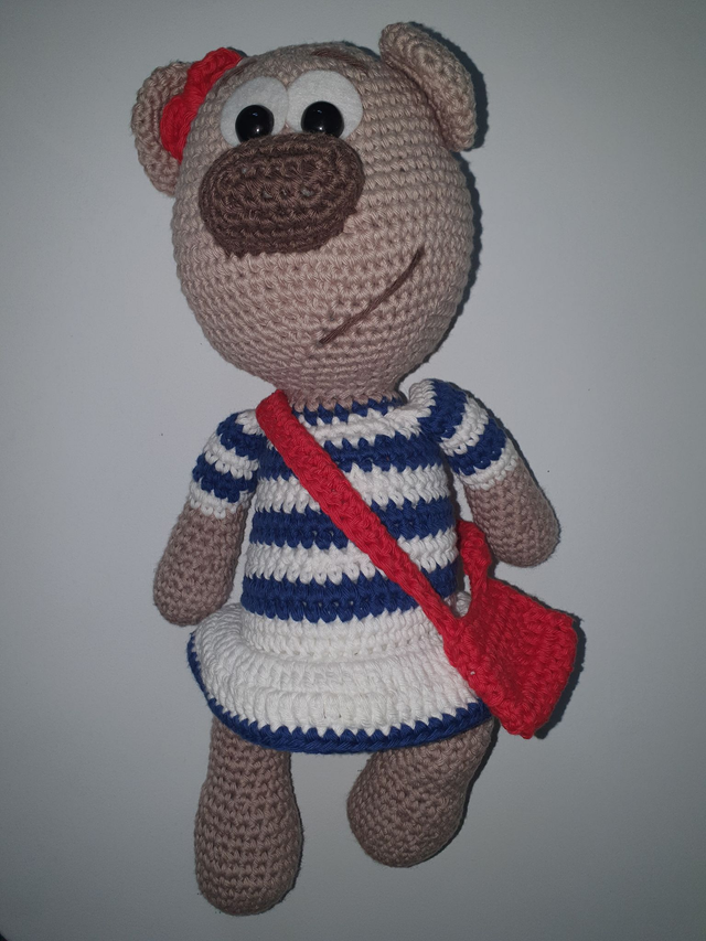 Camille la marinière : l'ourson aux yeux noirs (grand modèle)