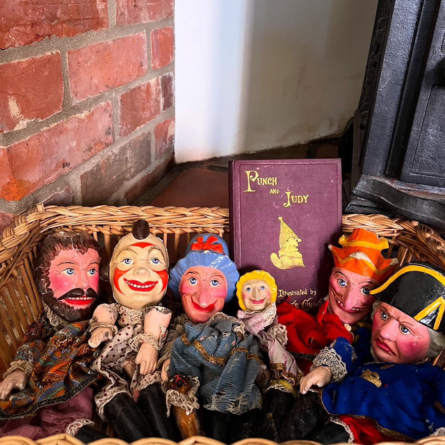 Late 19th/ Early 20th Century 7 Piece Punch & Judy Puppet Set