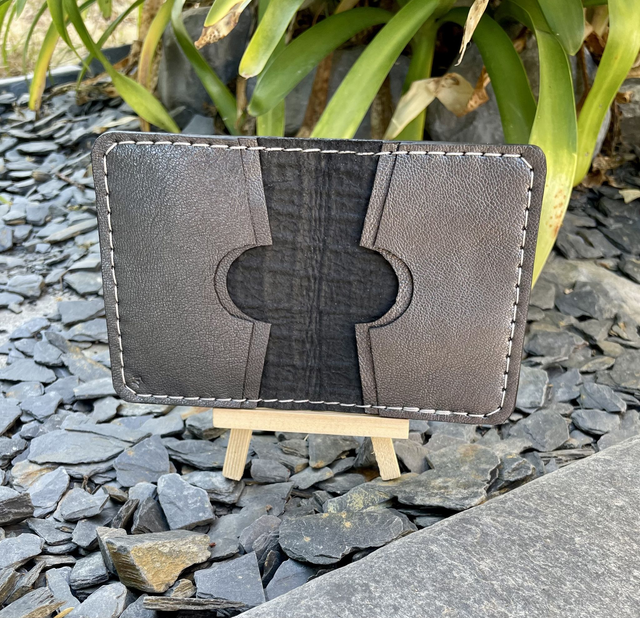 Porte-cartes double croco gris