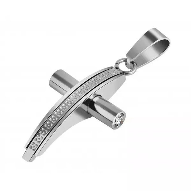 pendentif croix acier inoxydable Marie Perle 