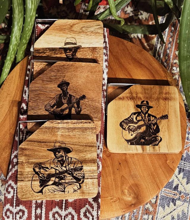  Set Of 4 -Acacia Wood Coasters