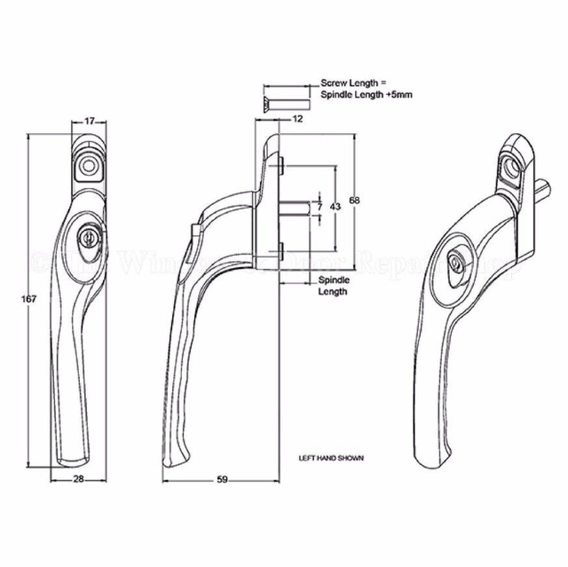 Avocet Affinity Cranked Handle Spindle 40mm Left Hand