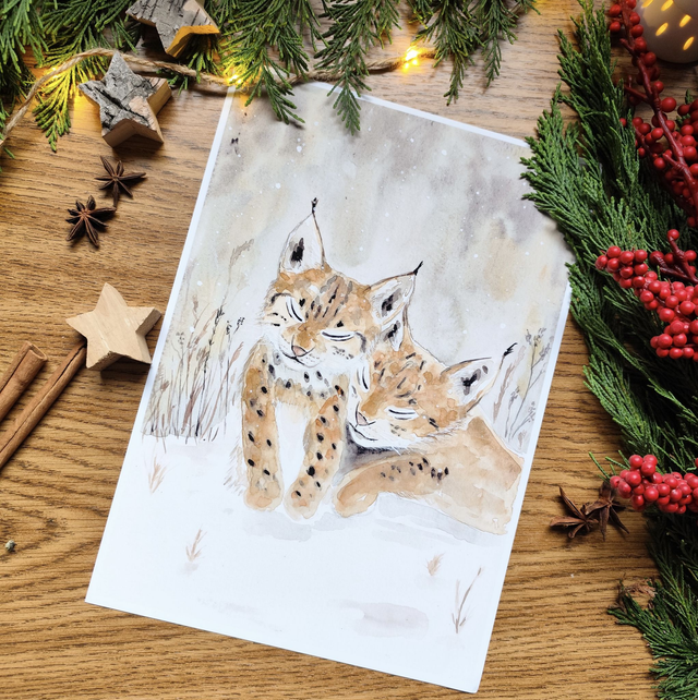 Câlin de lynx - affiche