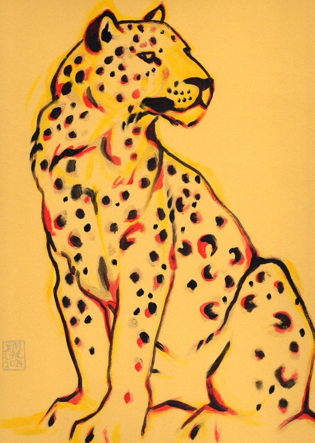 A3 Original Leopard Painting