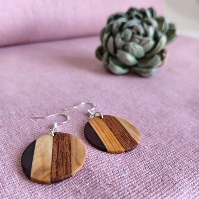 Boucles d'oreilles rondes quatre essences