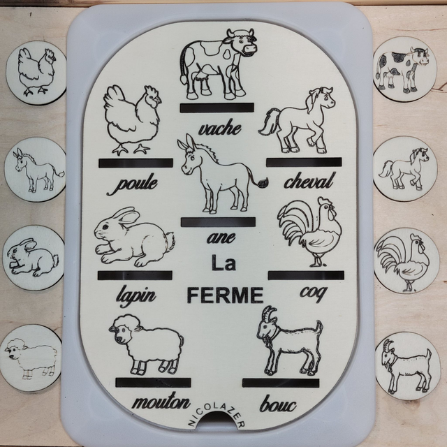Insert sensoriel bois compatible trofast "la ferme"