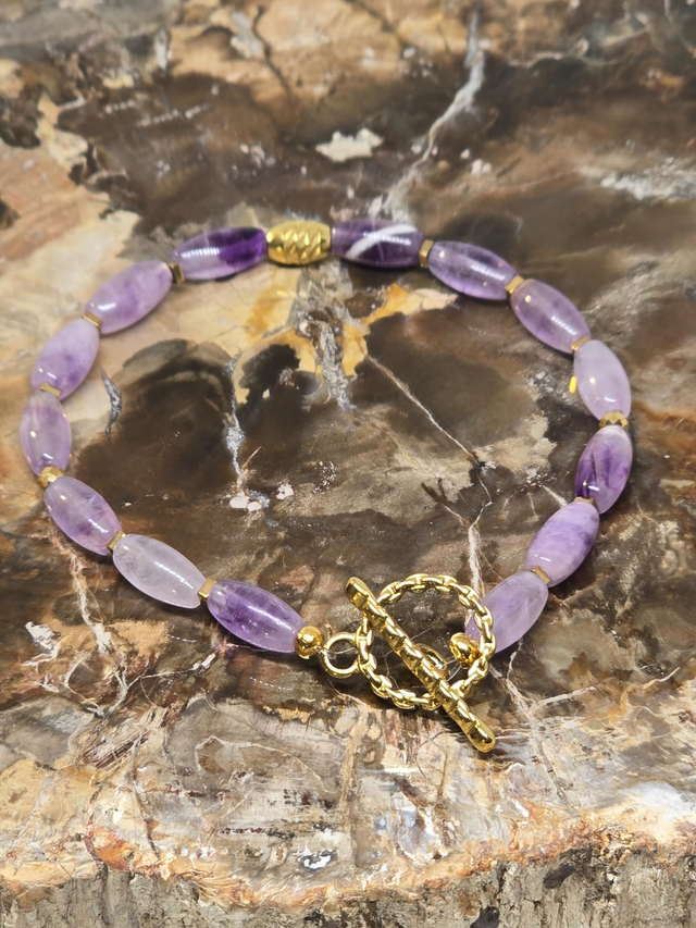 Bracelet Améthyste ovale 1cm