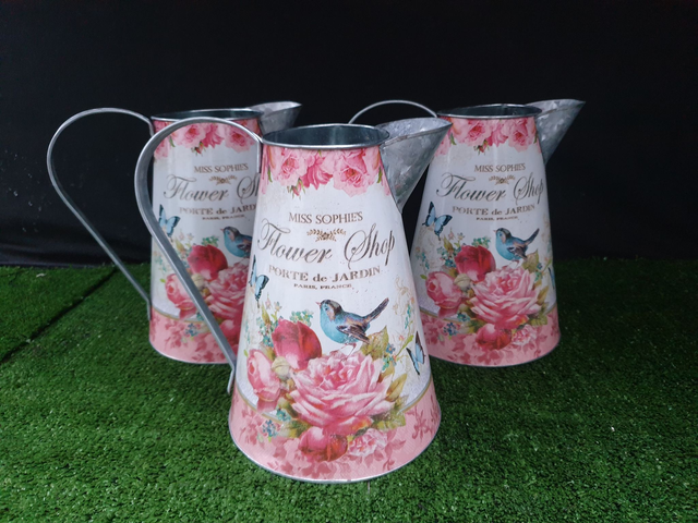 Indoor Metal Jug with Handle - Pink Flower Shop