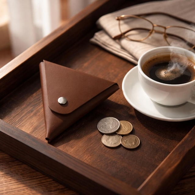 ✨️ PROMO ✨️ Porte-monnaie en cuir triangle  - Marron 