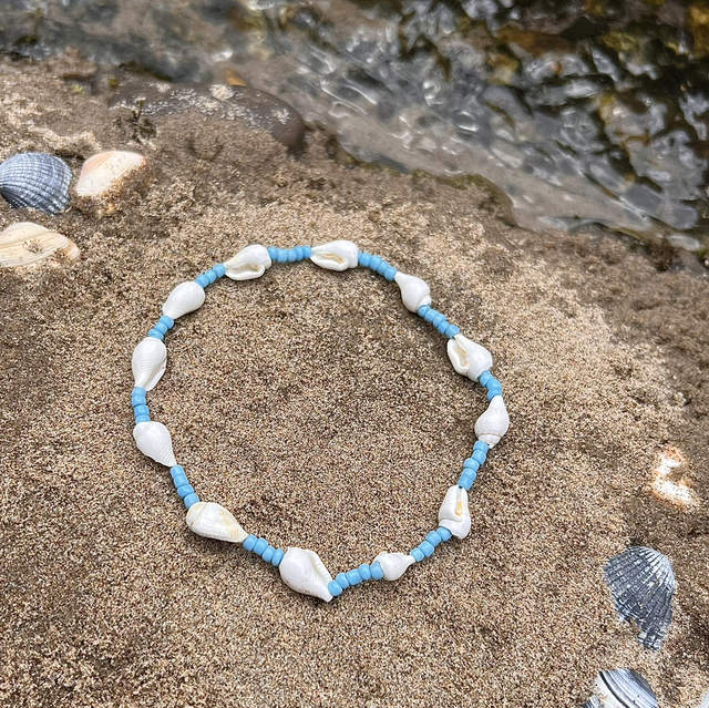 Enkelbandje blauw-wit