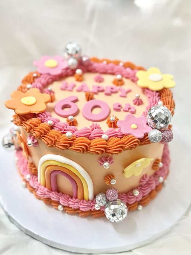 60s Theme Birthday Cake