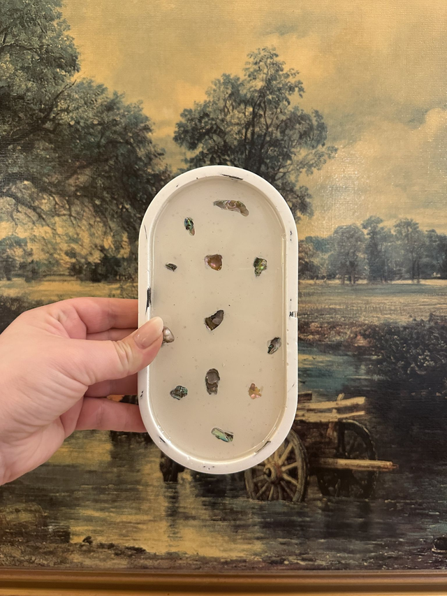 ABALONE SHELL JESMONITE OVAL TRAY