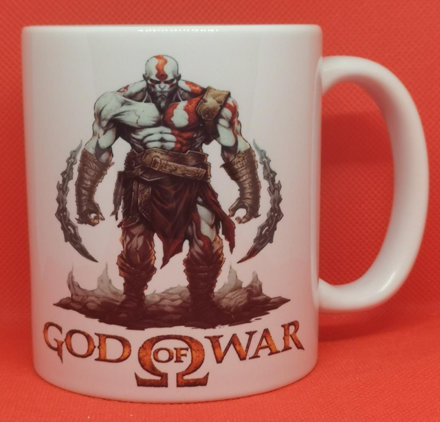 Custom Designed &amp; Printed Unofficial Kratos God of War design Mug. 
