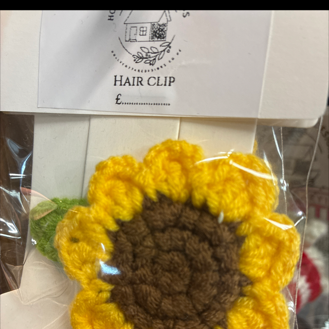 Crochet Sunflower hair clip 