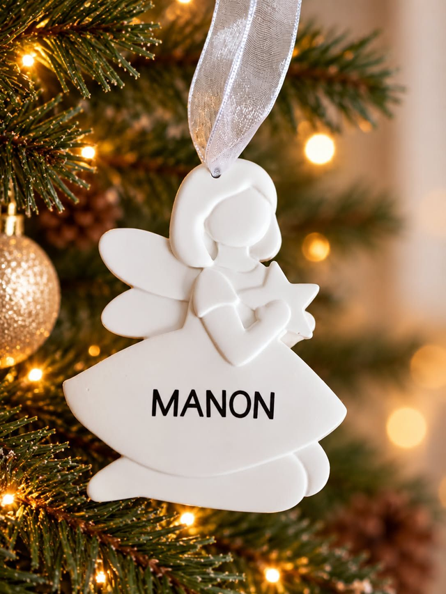 Petite fée de Noël personnalisée avec prénom – Ornement de sapin artisanal