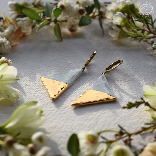 Porcelánové visací náušnice - Velké trojúhelníky