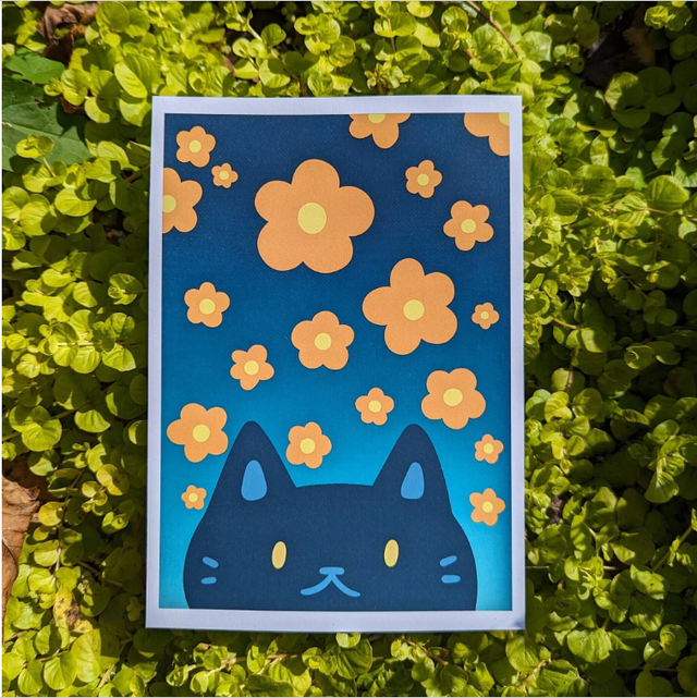 Cat and Flowers