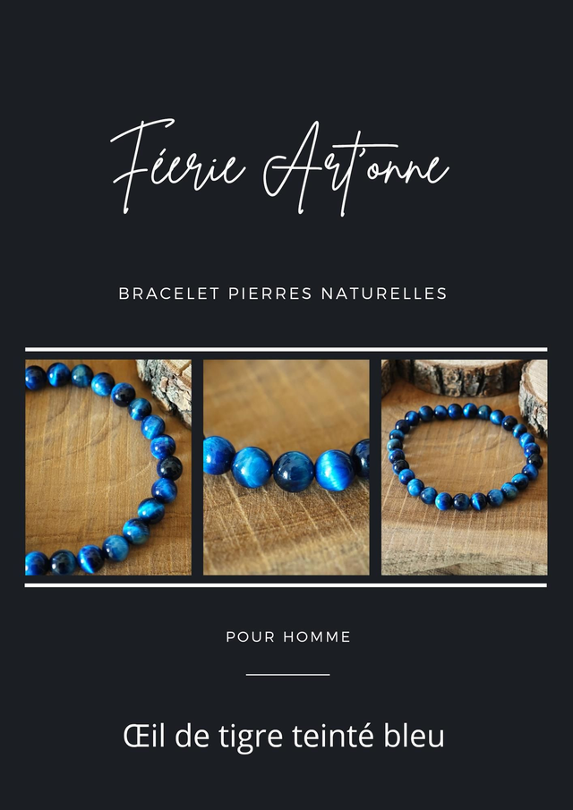 Œil de tigre bleu teinté 