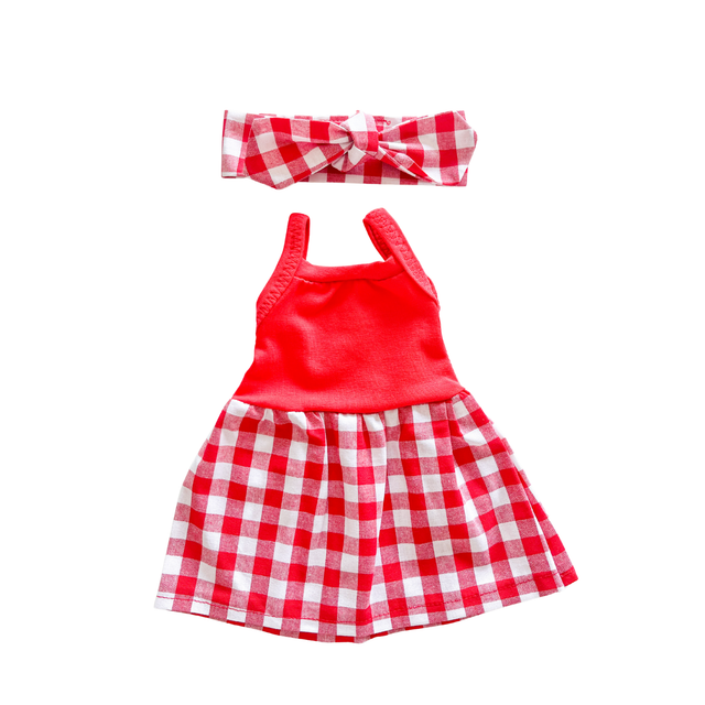 Robe vichy + bandeau rouge