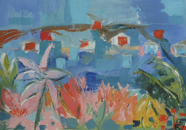 ART OIL ON PAPER - VILLAGE