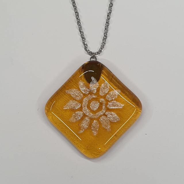 Yellow silver sunflower 3 pendant