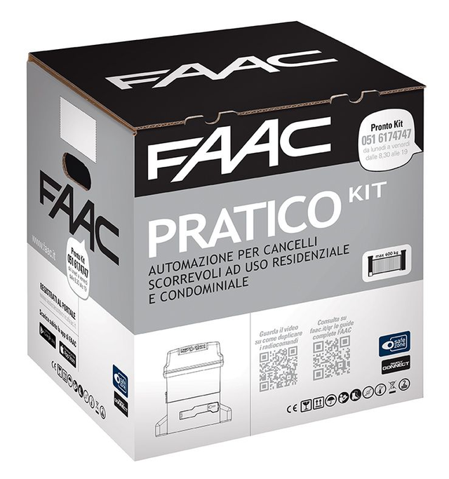 PRATICO KIT FAAC Automazione cancello scorrevole oleodinamico 600KG motore 746 ER Z16 230V - 10564944