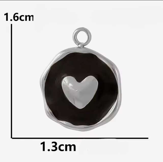 Charm cuore smaltato nero 