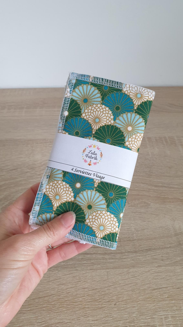 Lot de 4 serviettes visage VERT