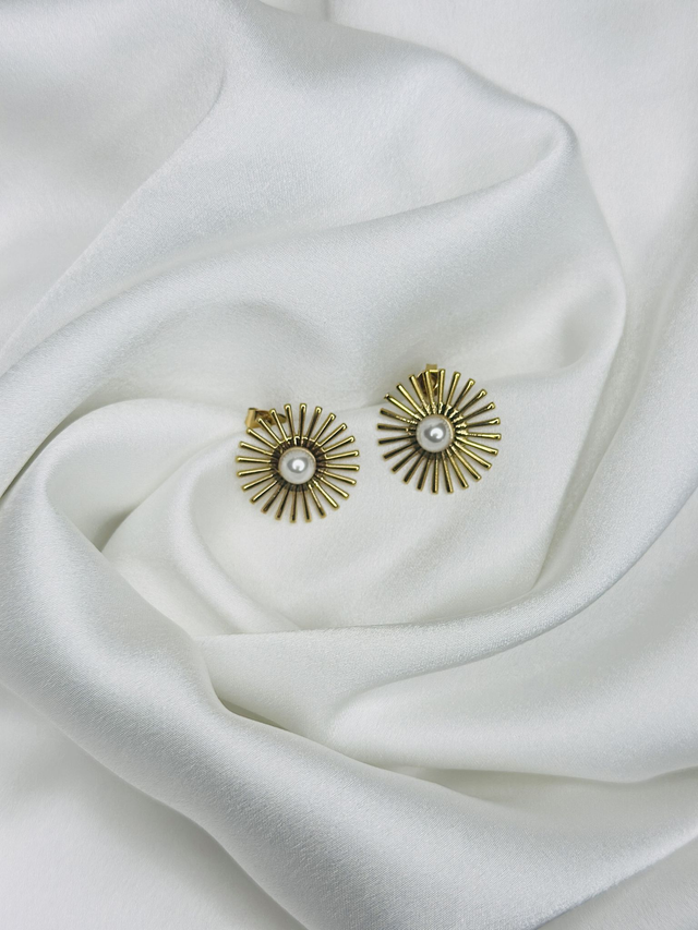 12-Boucles d &#039;oreilles soleil perle 