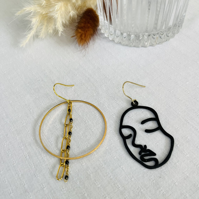 Boucles d’oreilles asymétriques #BODFUN003