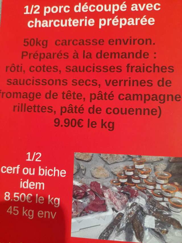 1/2 porc découpé et entièrement charcuté 