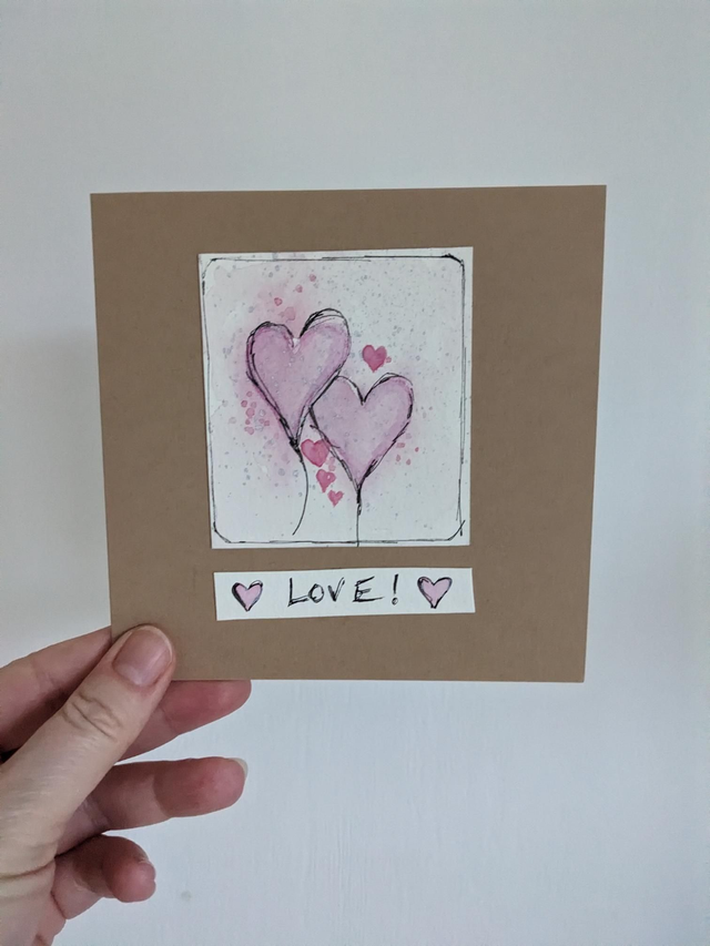Hand Painted Valentine's Card - Love!