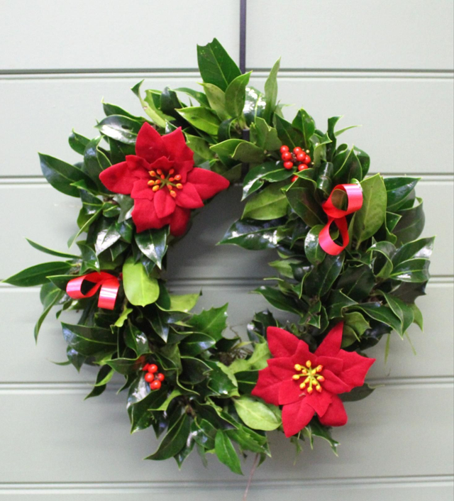 Christmas Poinsettia Grave Wreath