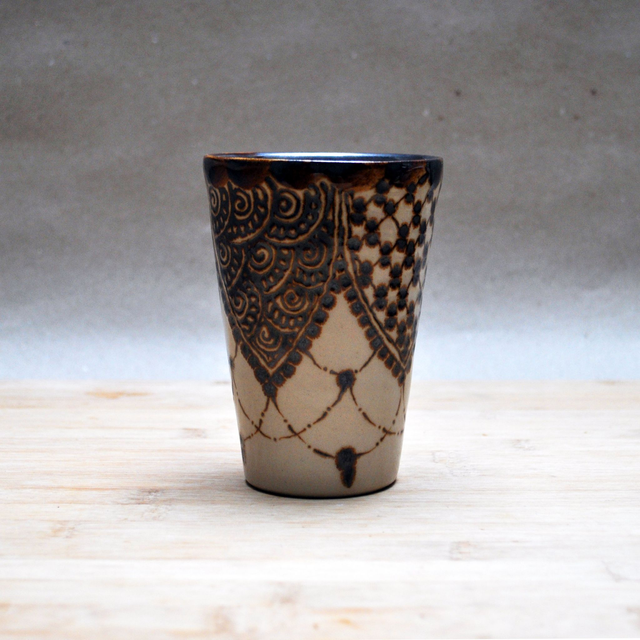 Elegant Stoneware Tumbler with Mandala Pattern