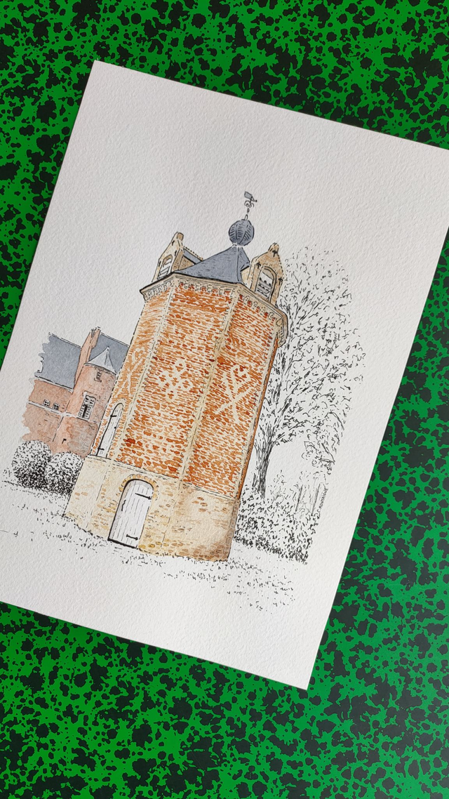 Aquarelle - Le pigeonnier d&#039;Esquelbecq